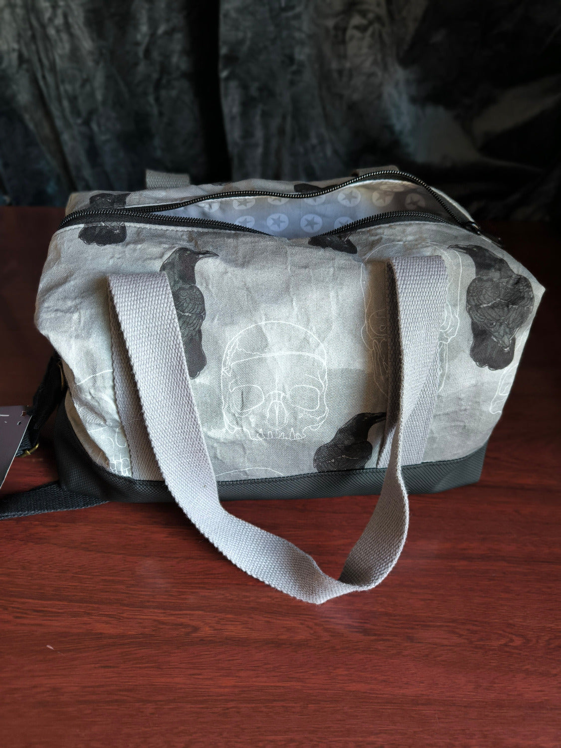 Sac rectangulaire Corbeau et crane