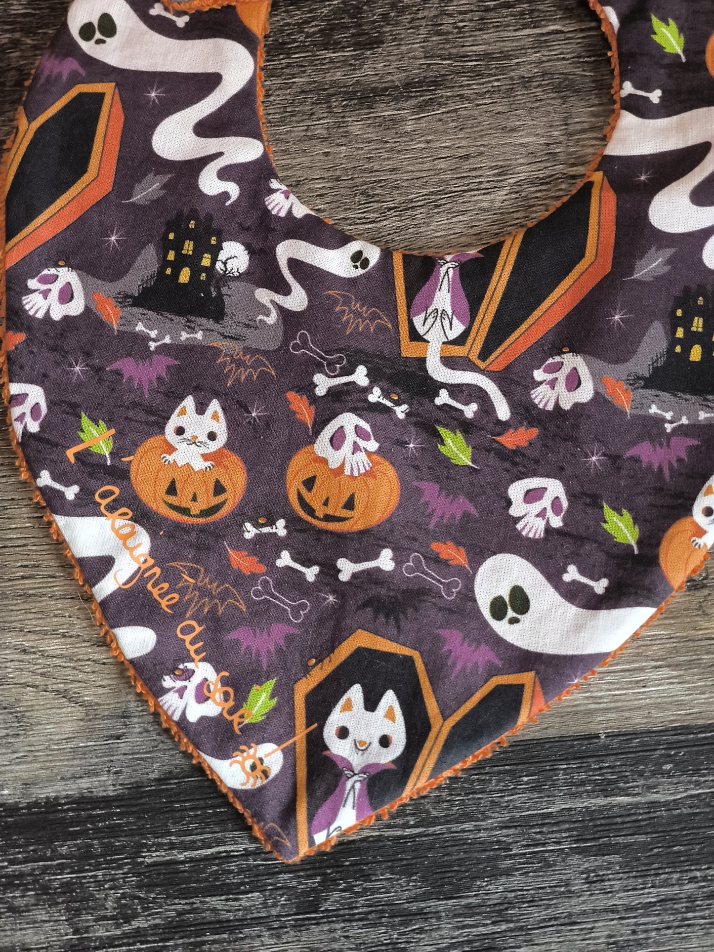 Bavoir bandana "Halloween Fantôme & Citrouilles"